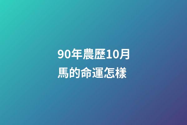 90年農歷10月馬的命運怎樣 (90年10月份屬馬的人命運)